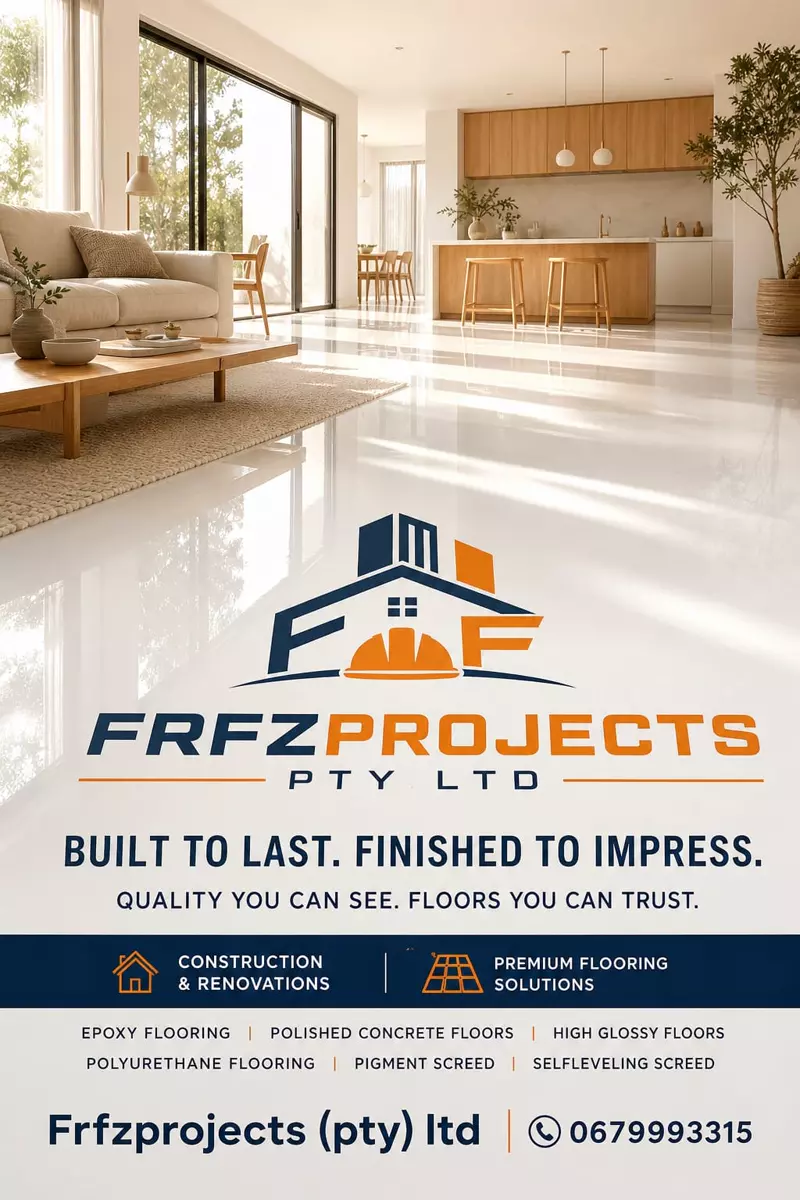 FRFZPROJECTS promotional flyer with luxury interior